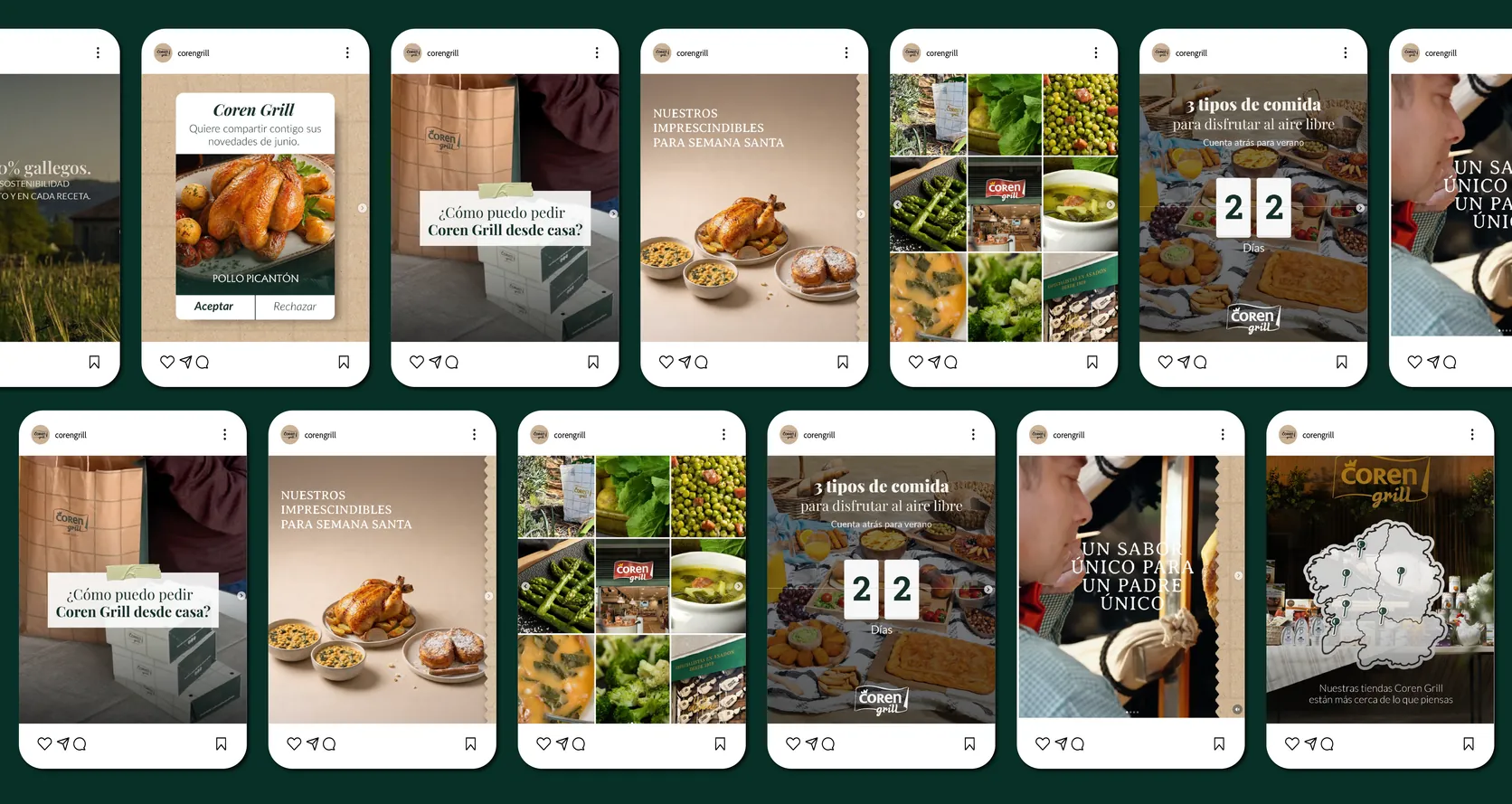 Composición de contenidos publicados para Coren Grill.