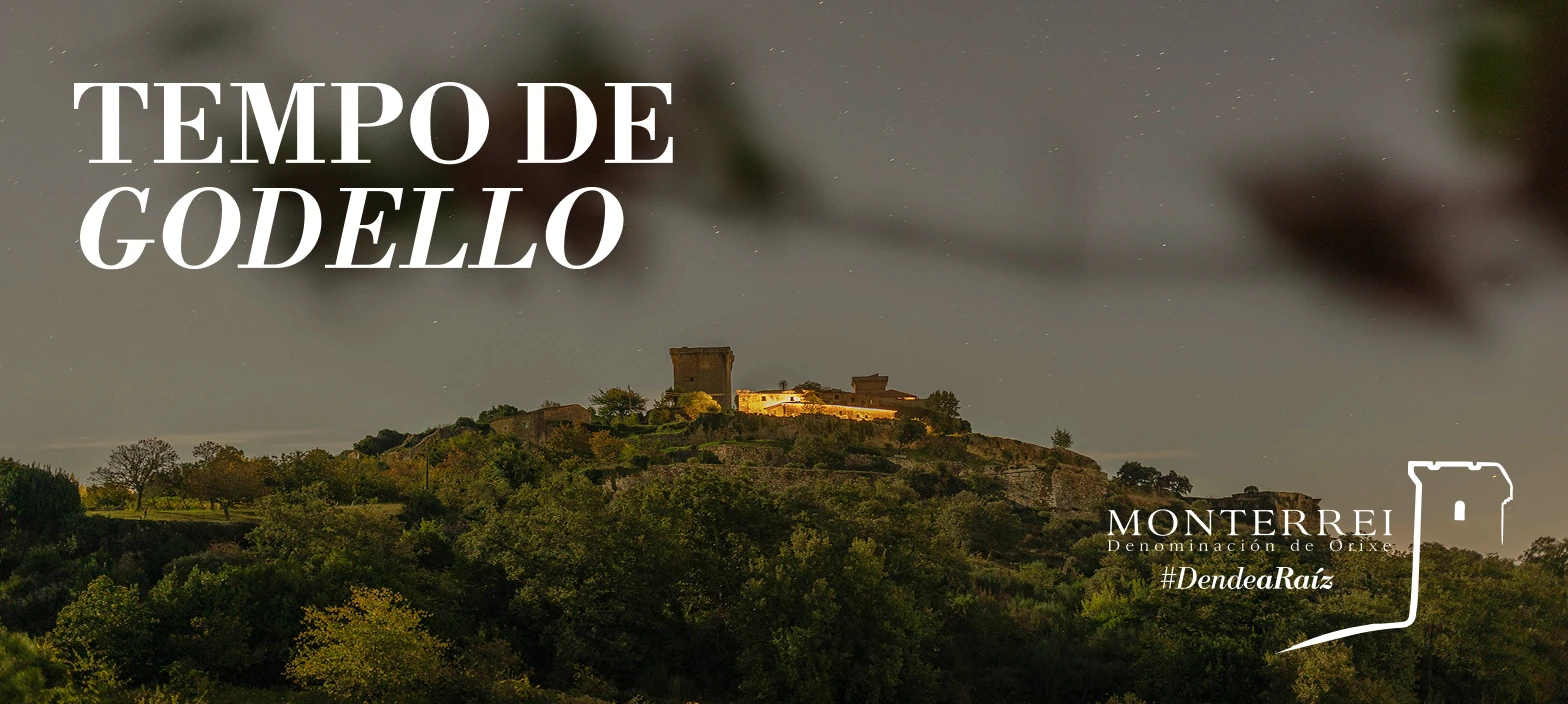 Campaña Tempo de Godello sobre una panorámica del castillo de Monterrei.